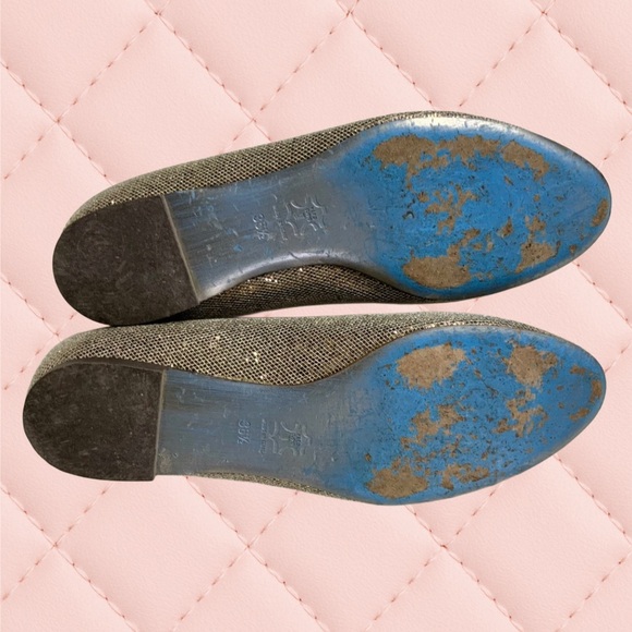Jean-Michel Cazabat Italian Gold Metallic Ballet Flats Shoe Blue Sole - Picture 8 of 9